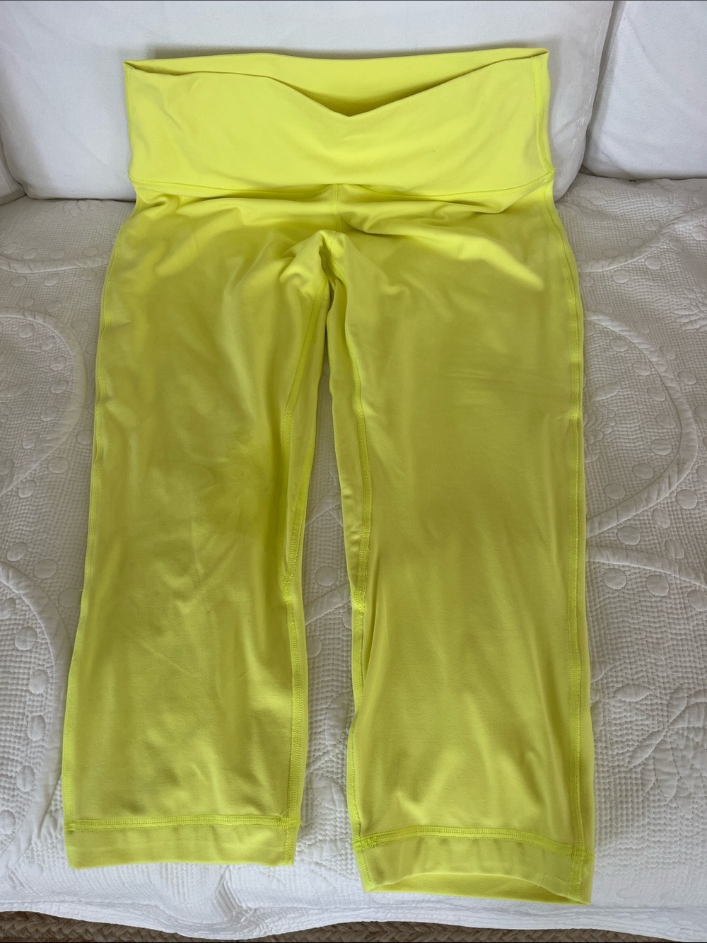 lululemon athletica Neon Yellow Fold-Over Waistcapri Leggings